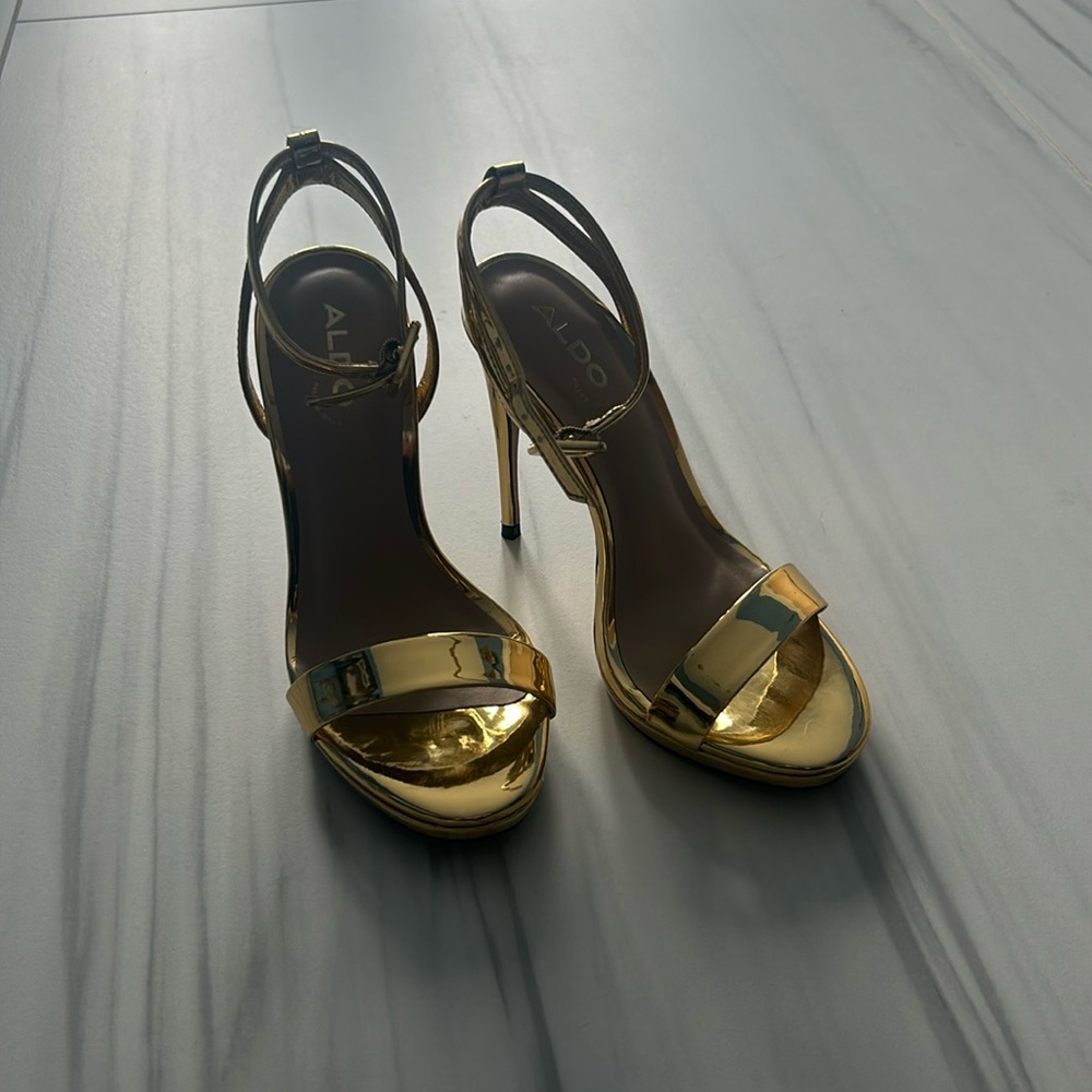 Aldo gold heel sandals